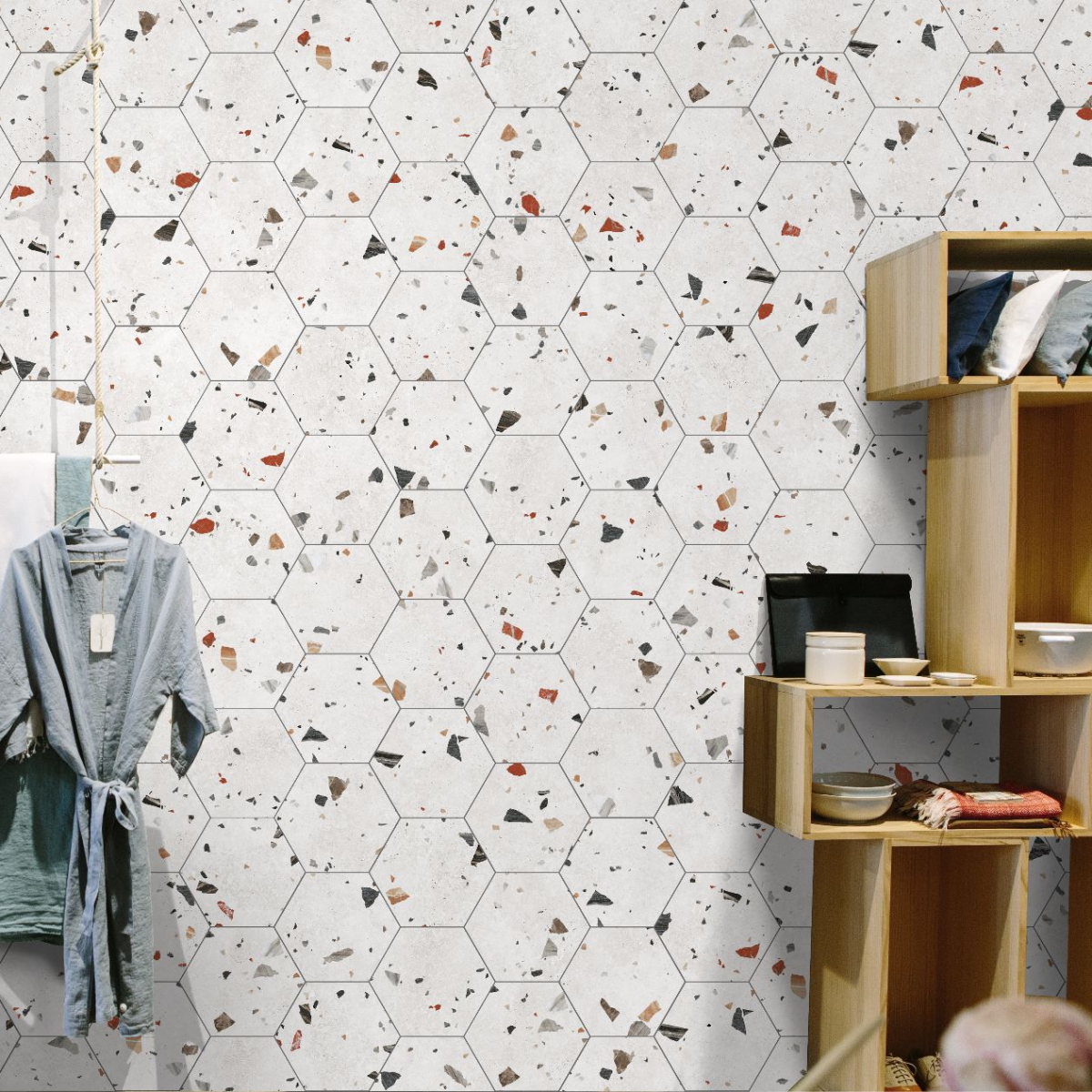 hex sonar white mate 25x25 ambiente